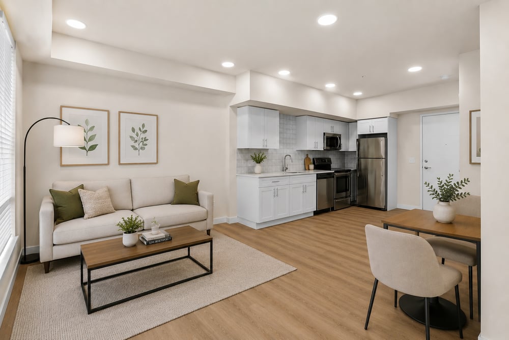 Staged Living Area l Studio A l Fryar Flats web